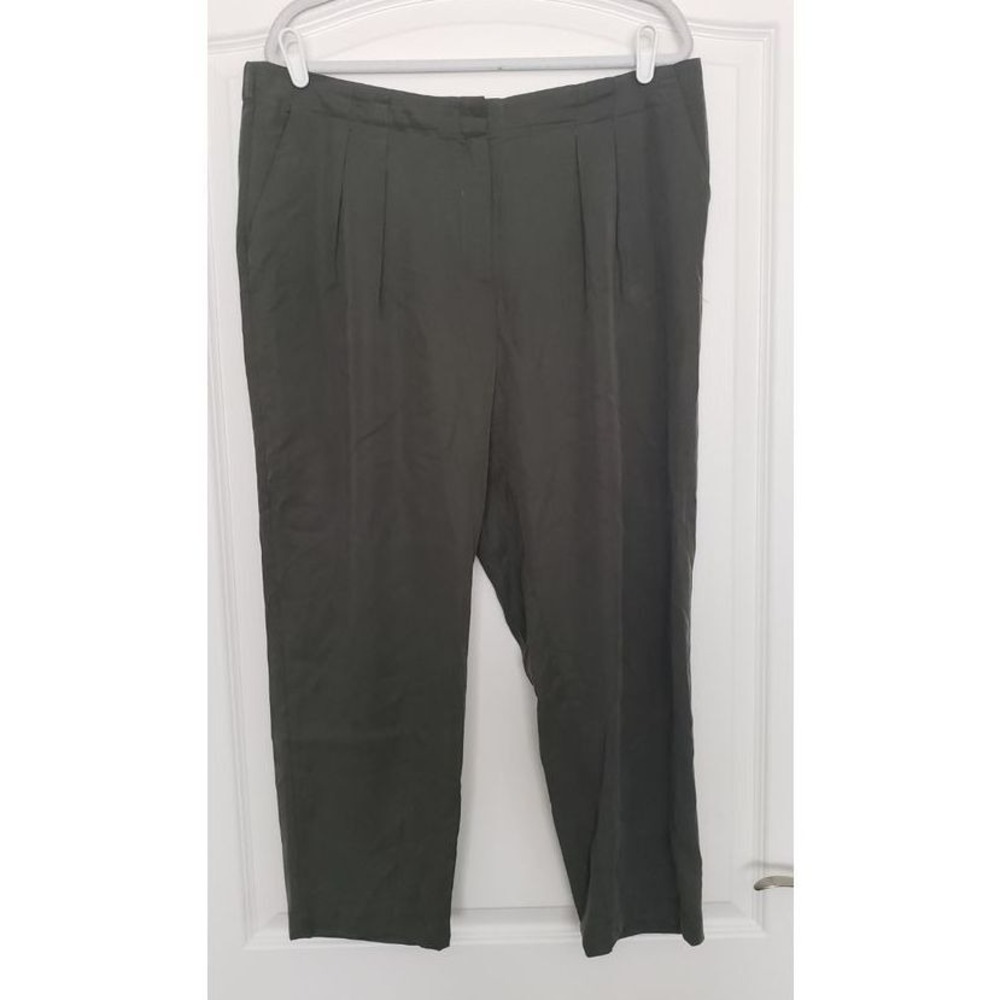 Chico's Skimmer Crop Pants Olive Green Pleated Career Casual Sz 2.5/14 - Picture 1 of 5